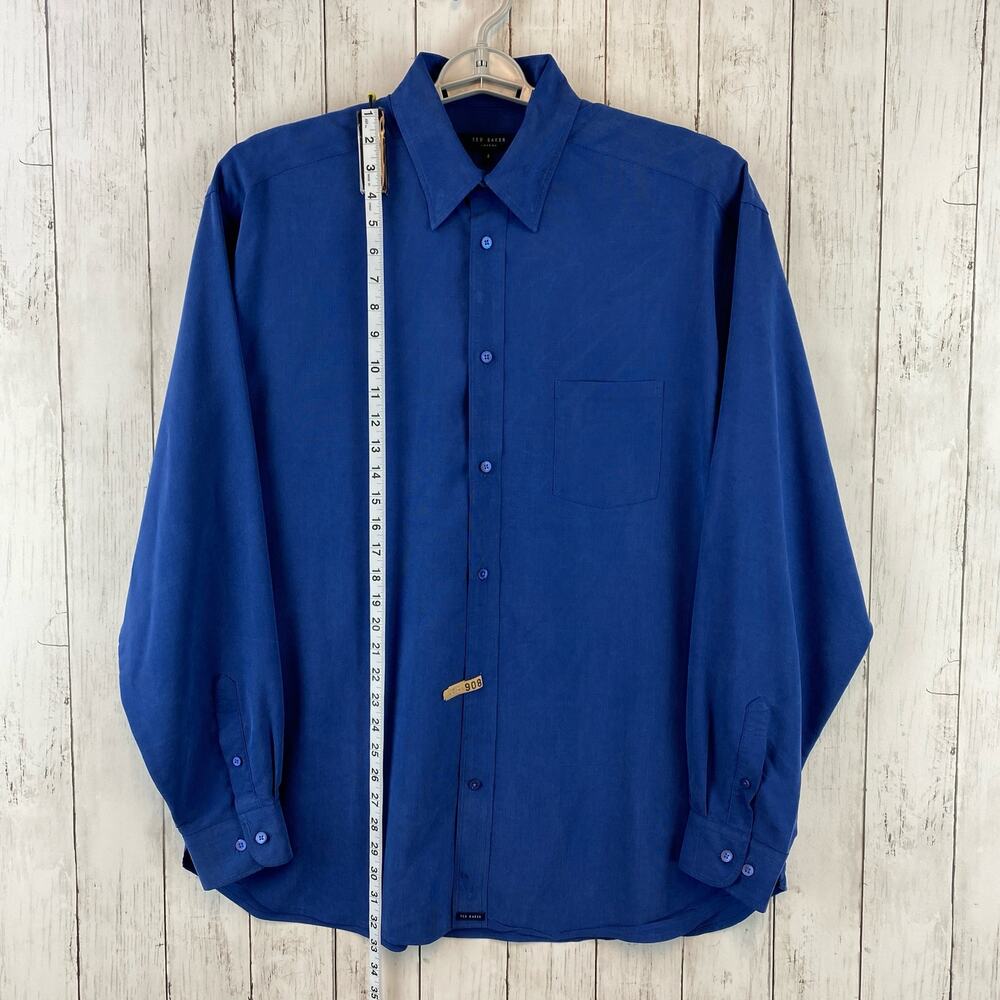 Ted Baker London Blue Long Sleeve Chest Pocket Button-Down Shirt Size Large/4 - Picture 12 of 12